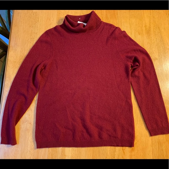 🎀 New MORGAN TAYLOR 100% Cashmere Burgundy SWEATER Turtleneck size L - Picture 1 of 7